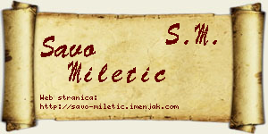 Savo Miletić vizit kartica